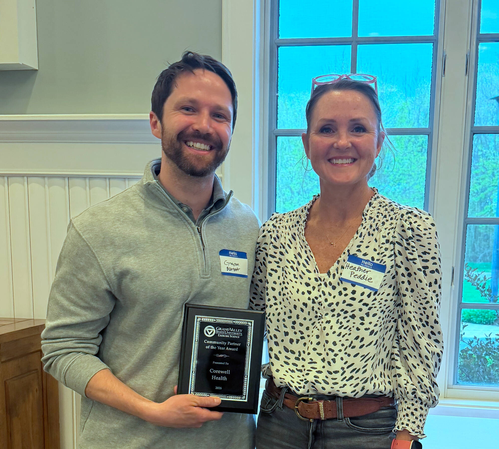Grayson Barbot, our 2026 Community Partner award winner, pictured with Internship Coordinator Heather Peddie
